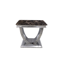 Ariel Marble & Chrome Lamp Table – Modern Side Table