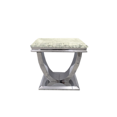 Ariel Marble & Chrome Lamp Table – Modern Side Table