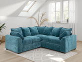 Colbee Large Corner Sofa 5 Seater Fabric Teal/Natural/Grey Modern Lounge Sofa