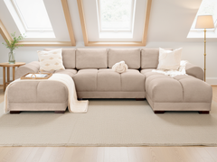 Azzuro Mocha Velvet U-Shape Corner Sofa
