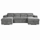 Alaya U-Shape Corner Sofa Bed in Grey | Luxury Fabric Sleeper