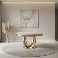 Chelsea Gold Round Marble Dining Table