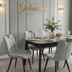 Arizona 130-160cm Extending Grey Ceramic Dining Table with Monza Grey Fabric Chairs