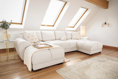 Azzuro Cream Velvet U-Shape Corner Sofa