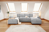 Azzuro Grey Velvet U-Shape Corner Sofa