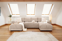 Azzuro Mocha Velvet U-Shape Corner Sofa