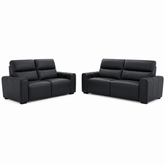 Bellagio Genuine Leather Electric Recliner Sofa Black 3+2 Set