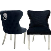 2 Valentino Lion Knocker PU Leather Luxury Dining Chairs, Tufted button