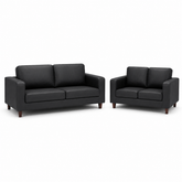 Box Black 3+2 Faux Leather Sofa Set
