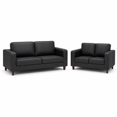 Box Black 3+2 Faux Leather Sofa Set