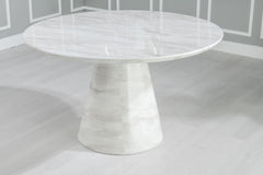 Cannes Luxury 130cm White Marble Round Dining Table
