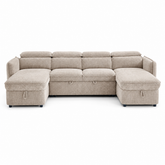 Capri Beige U-Shape Corner Sofa Bed