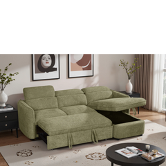 Capri Green L-Shape Corner Sofa Bed
