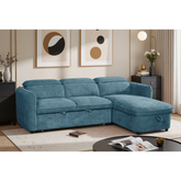 Capri Blue L-Shape Corner Sofa Bed