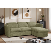Capri Green L-Shape Corner Sofa Bed