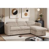 Capri L-Shape Corner Sofa Bed Beige/Green/Grey/Blue