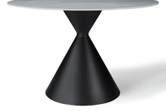 Casa 120cm Black & White Round Dining Table with Zara Chairs