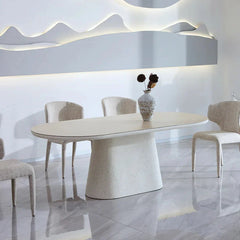 Celine 200cm Ivory & Travertine Big Dining Table