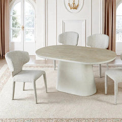 Celine 160cm Ivory & Travertine Small Dining Table