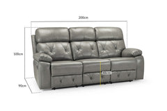 Cody Grey Recliner Sofa 3-Seater