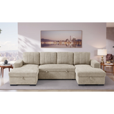 Como Beige U-Shape Sofa Bed