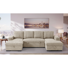 Como Beige U-Shape Sofa Bed