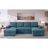 Como Blue U-Shape Sofa Bed