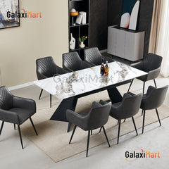 Chicago 160cm-200cm Cream & Gold Extendable Dining Table with Velvet Dining Chairs
