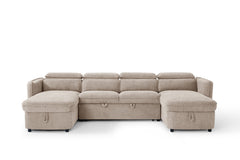 Capri Beige U-Shape Corner Sofa Bed