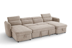 Capri Beige U-Shape Corner Sofa Bed
