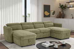 Capri Green U-Shape Corner Sofa Bed