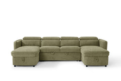 Capri Green U-Shape Corner Sofa Bed