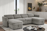 Capri Grey U-Shape Corner Sofa Bed