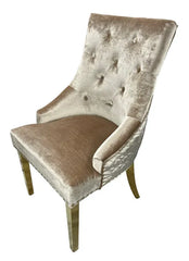 Ariana Cream & Gold Marble Dining Table Set | Majestic Mink Velvet Lion Knocker Chairs | 4 to 10 Seater | 3 Size Options
