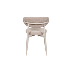 Amiri Modern Curved Boucle Dining Chair With Natural Wood Finish Legs
