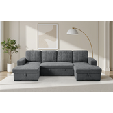 Como Black U-Shape Sofa Bed