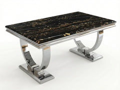 Arianna Black & Gold Marble Chrome Coffee Table