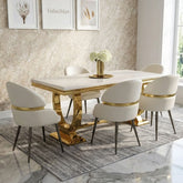 Arianna Cream Gold Marble Dining Table + Madrid PU Chairs