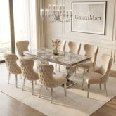 Ariel Beige 200cm Marble Dining Set — Valentino Mink Chairs