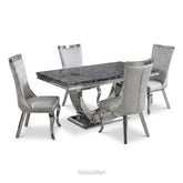 Ariel 200cm Black Marble Dining Set — Silver Miami Chairs