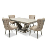 Ariel Cream 150cm Marble Dining Set — Valentino Mink Chairs