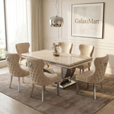 Ariel Cream 180cm Marble Dining Set — Valentino Mink Chairs