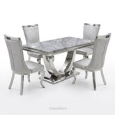 Ariel 180cm Grey Marble Dining Set — Silver Miami Chairs