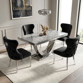 Ariel Grey 150cm Marble Dining Set — Valentino Velvet Chairs