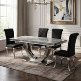 Ariel Grey Marble Dining Table with Nicole PU Leather Dining Chairs