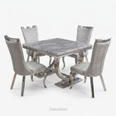 Ariana 180cm Grey Marble Dining Set — Silver Miami Chairs