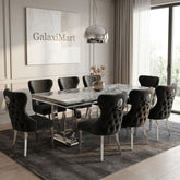 Ariana Grey 150cm Marble Dining Set — Valentino Velvet Chairs