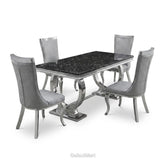 Ariana 180cm Black Marble Dining Set — Silver Miami Chairs