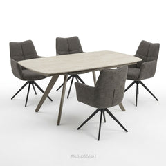 Cambridge Sintered Stone Extendable Dining Table Beige with Ar60 Ash Dining Chairs | GalaxiMart