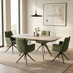 Cambridge Sintered Stone Extendable Dining Table Beige with Ar60 Forest Dining Chairs | GalaxiMart